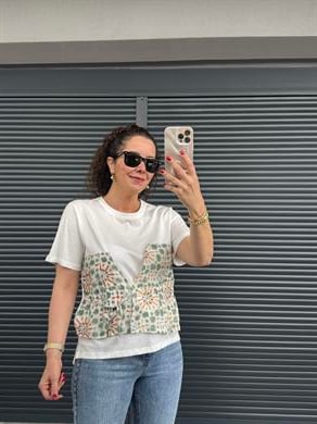 Etnik Desenli Tasarım T-shirt Yeşil