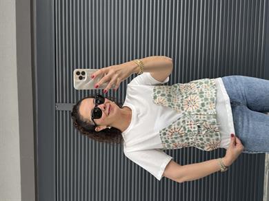 Etnik Desenli Tasarım T-shirt Yeşil