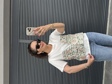 Etnik Desenli Tasarım T-shirt Yeşil