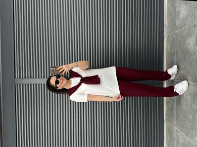 Fularlı Basic Takım Bordo