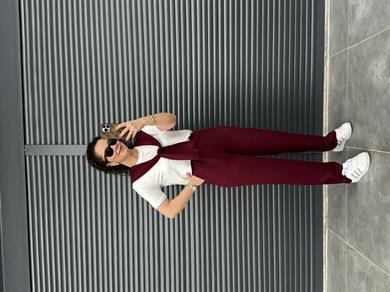 Fularlı Basic Takım Bordo