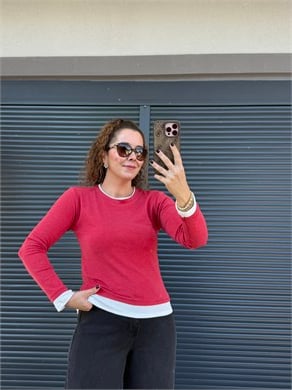 Garnili Yumuşak Dokulu Basic Bluz Kırmızı