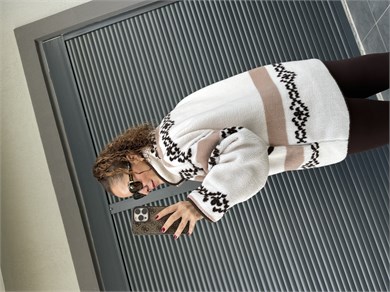 Geyik Temalı Fermuarlı Polar Sweat 