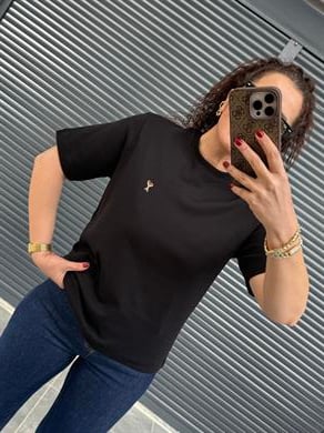 Gold Kalp Armalı Basıc T-shirt  Siyah