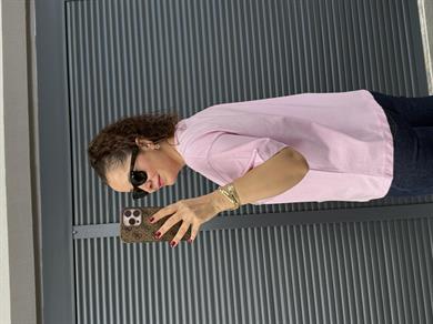 Göz Nakışlı İncili T-Shirt Pembe