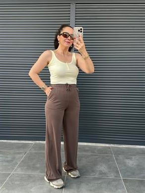 İnce Modal Bol Paça Pantolon Kahverengi