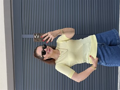 İnce Triko  Kısa Kollu Bluz Sarı