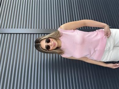 İnce Triko Kolsuz Bluz Pembe