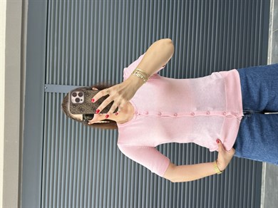İnce Triko Önü Düğmeli Bluz Pembe 