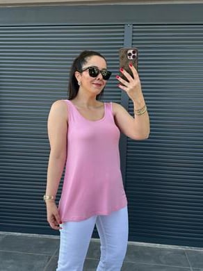 Kalın Askılı Modal Dökümlü Atlet Pembe