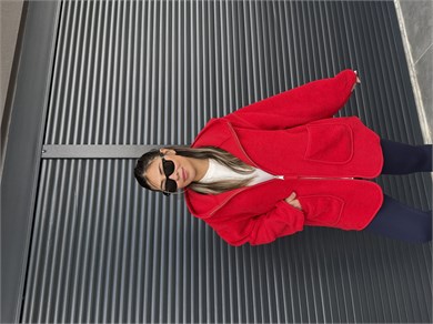 Kanguru Cepli Fermuarlı Polar Sweat Kırmızı 