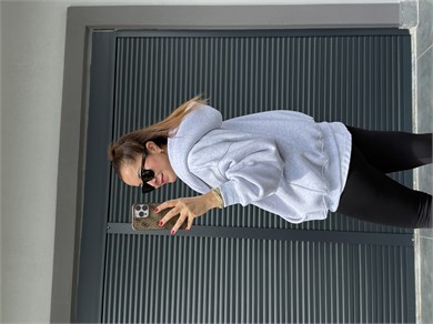 Kapşonlu Fermuarlı Sweat Gri