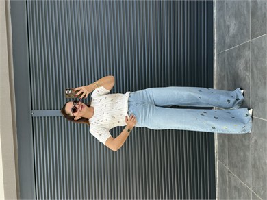 Karol Çiçek Nakışlı Palazzo Jean