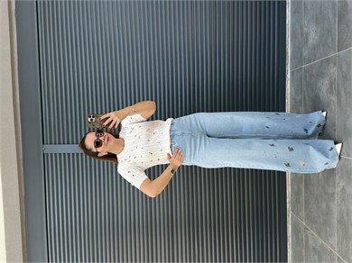 Karol Çiçek Nakışlı Palazzo Jean