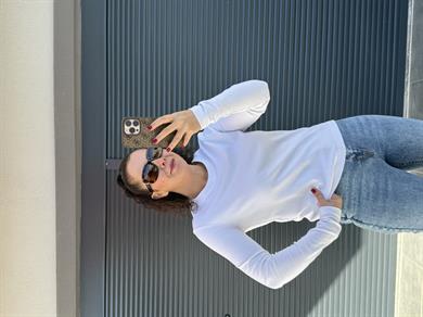 Karol Dekoratif Dikişli Uzun Kol Basic Bluz Beyaz