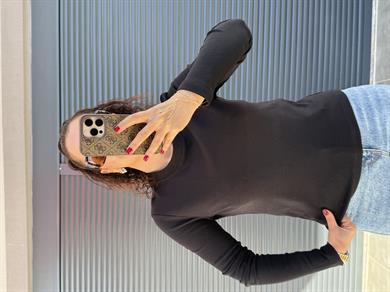 Karol Dekoratif Dikişli Uzun Kol Basic Bluz Siyah