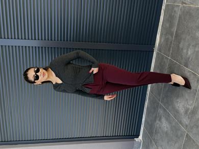 Karol Flatolu Kumaş Pantolon Bordo