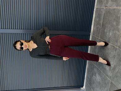 Karol Flatolu Kumaş Pantolon Bordo