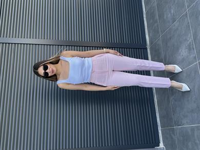 Karol Flatolu Kumaş Pantolon Pembe