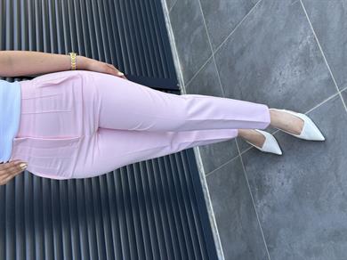 Karol Flatolu Kumaş Pantolon Pembe