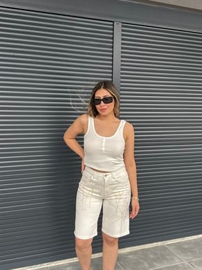 Karol Nakışlı Bermuda Şort