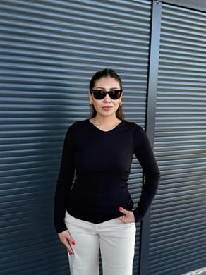 Karol Önü Dikişli Mini V Yaka Bluz Siyah