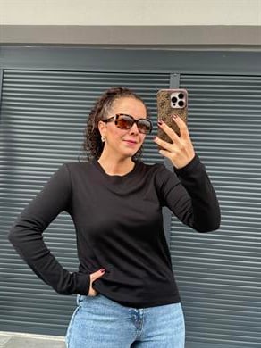 Karol Ribanalı Basic Bluz Siyah