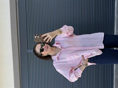 Kendinden Çizgili Salaş Gömlek Pembe