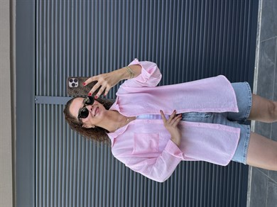 Keten Salaş Gömlek Pembe