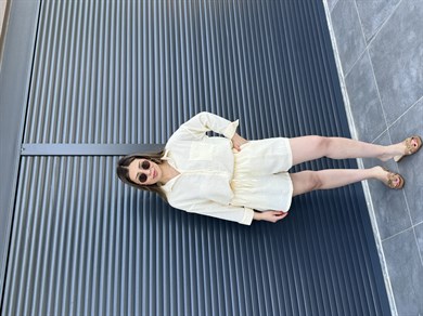 Keten Şehir Boy Şort Gömlek Takım Sarı