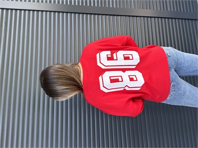 Kırmızı Yazı Baskılı İnce Sweatshirt