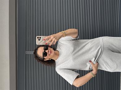 Kısa Kollu T-shirt Pantolon Takım Gri