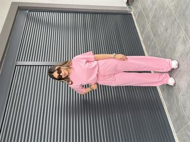 Kısa Kollu T-shirt Pantolon Takım Pembe