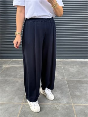 Lacivert Biyeli Salaş Balon Pantolon