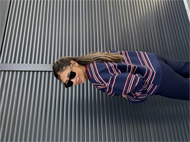 Lacivert Bordo Çizgili Sweatshirt