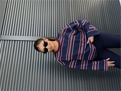 Lacivert Bordo Çizgili Sweatshirt