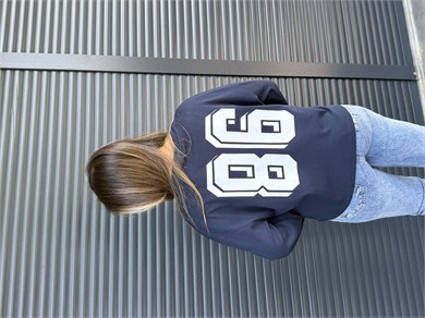 Lacivert Yazı Baskılı İnce Sweatshirt