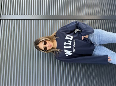 Lacivert Yazı Baskılı İnce Sweatshirt