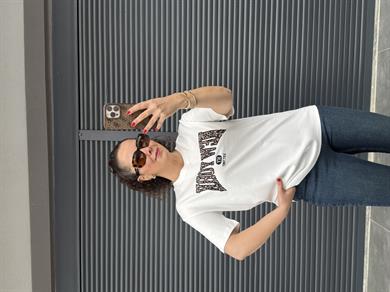 Leopar New York T-Shirt Beyaz