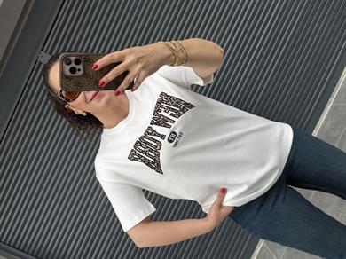 Leopar New York T-Shirt Beyaz
