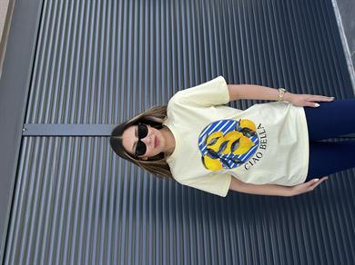 Limon Baskılı T-shirt Sarı