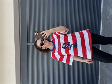 Lobster Çizgili Oversize T-shirt