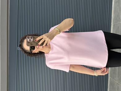 Modal Kumaş Bisiklet Yaka Basic T-Shirt Pembe