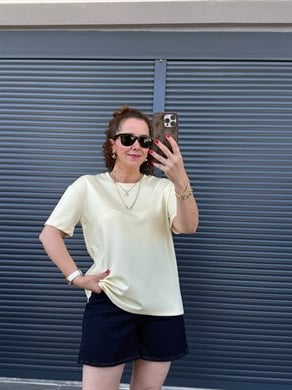 Modal Kumaş Bisiklet Yaka Basic T-Shirt Sarı