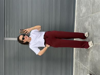 Modal Kumaş Boru Paça Eşofman Altı Bordo