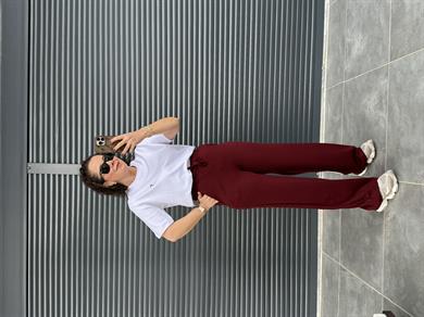 Modal Kumaş Boru Paça Eşofman Altı Bordo