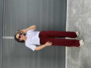 Modal Kumaş Boru Paça Eşofman Altı Bordo