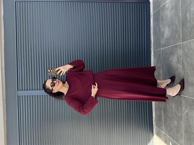 Modal Kumaş Elbise Bluz Takım Bordo