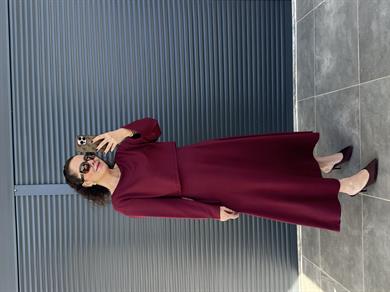 Modal Kumaş Elbise Bluz Takım Bordo