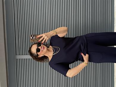 Modal Kumaş Kayık Yaka T-Shirt Pantolon Takım Lacivert